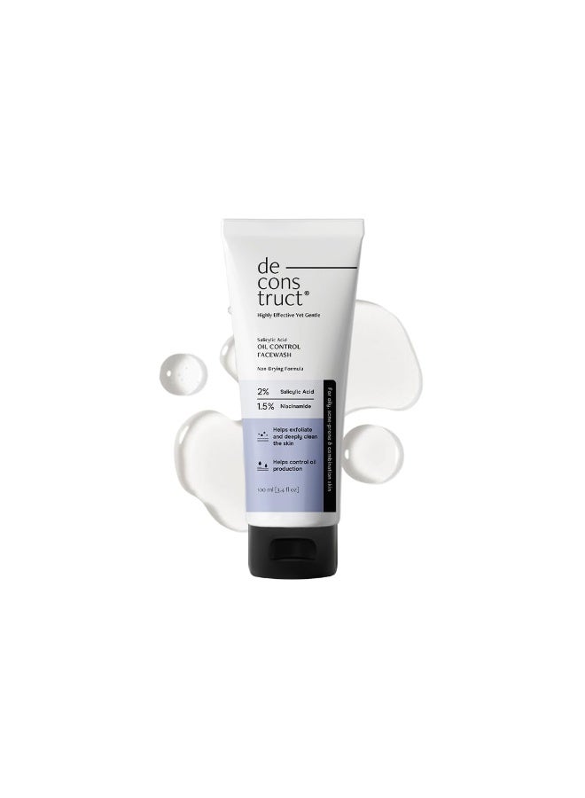 Deconstruct Salicylic Acid Oil Control Face Wash with Niacinamide | Facewash for Men & Women | 100ml - Image 1